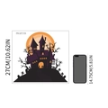 Adesivo per finestra di Halloween con castello nero e pipistrelli, variante 27cm - Viola/Nero/Arancione (PH-QT1119)