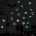 Pegatinas luminosas de Halloween con caras de monstruos verdes que brillan en la oscuridad - Verde