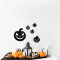Lot de 5 stickers muraux 3D citrouilles en acrylique noir pour décoration d'Halloween - Ensemble Citrouille Noir (MBJM02)