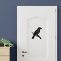 Moderno adesivo da parete in acrilico nero con corvo su ramo per la decorazione domestica - Nero