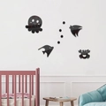 3D ocean animal mirror wall stickers featuring octopus and fish for kids room decor - Black