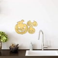 Golden mirror acrylic 3D pumpkin wall decals for creative Halloween home decor set - Gold