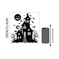 Adesivo murale Halloween con castello scuro e sagoma di zucca, misura 29cm per decoro - Stile Sagoma Castello e Pipistrello Halloween (WS-GW018)
