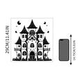 Adesivo murale castello Halloween 29cm con confronto dimensioni tramite cellulare - Silhouette di Castello Gotico (WS-GW016)