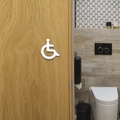 Segnale per toilette disabili effetto specchio 3D con icona sedia a rotelle su porta - Argento