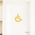Adesivo per porta con segno disabili 3D specchio dorato su una porta bianca moderna - Oro