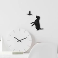 Decorazione da parete silhouette cane e uccello nero con finitura a specchio lucida - Nero