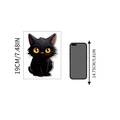Zwarte kat Halloween muursticker 19cm hoogte met groottevergelijking naast een mobiel - Illustratiestijl Zwarte Kat (M-J)