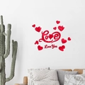 3D red mirror acrylic wall stickers with Love Heart design for bedroom and living room decor - Red