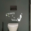 Pegatina de pared de espejo acrílico plateado con texto Queen Of The Throne para baño - Plateado