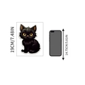 Schattige zwarte kat Halloween muursticker met gele ogen en 19 cm hoogte afmeting - Artistieke Zwarte Kat (M-K)