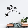 Adesivi murali 3D fiori in acrilico nero con effetto specchio per decoro soggiorno - Nero