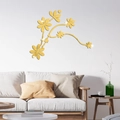 Adesivi murali a specchio in acrilico dorato con elegante design floreale per decorazioni - Oro