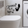 Adhesivo de pared efecto espejo negro Queen of the Throne con corona para baño - Negro