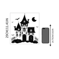 Halloween muursticker met zwart gotisch kasteel en silhouet van de wassende maan - Zwart Kasteel (WS-GW019)