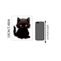 Cartoon schwarze Katze Wandtattoo mit großen orangen Augen und weißem Rand 19cm - Schwarze Katze Cartoon Stil (M-G)