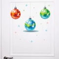 Pegatinas de pared de bolas de Navidad con adornos rojo azul verde y estrellas decorativas - Estilo de Patrón de Bolas de Navidad (PH-QT1219)