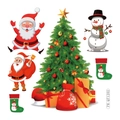 Pegatinas navideñas con Papá Noel y muñeco de nieve para decoración de festiva - Elementos Navideños Cartoon (PH-QT1202)
