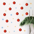 Pegatinas de pared navideñas con bolas rojas y copos de nieve para decoración festiva - Juego de Copos de Nieve y Bolas de Navidad (PH-QT1216)