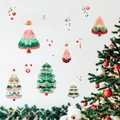 Pegatinas de pared de árboles de Navidad retro dibujadas a mano en rojo y verde hogar - Patrón de Árbol de Navidad (PH-QT1229)