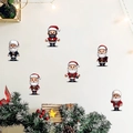 Set de seis pegatinas de pared de Papá Noel para decoración festiva de ventanas de Navidad - Estilo de Papá Noel de Dibujos Animados (PH-QT1243)