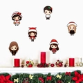 Lot de stickers muraux de Noël mignons avec personnages festifs sur un décor de mur blanc - Ensemble Personnages Noël Dessin Animé(PH-QT1282)