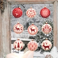 Lot de 9 boules de Noël rouges et crème avec motifs festifs pour la décoration - Ensemble De Motifs De Boules De Noël (PH-QT1268)
