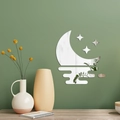 Adesivi murali specchiati in acrilico da 1mm con luna e stelle per decorare casa - Argento