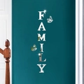 Adesivo murale 3D FAMILY in acrilico a specchio argento con decorazione a farfalla - Argento