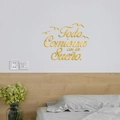 Goldener Acryl-Wandsticker Todo Comienza con un Sueño mit Vögeln für Schlafzimmer Deko - Gold