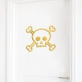Golden skull and crossbones acrylic mirror wall sticker for Halloween home decoration - Gold