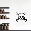 Skull and crossbones 1mm acrylic mirror wall sticker for Halloween home decoration - Black