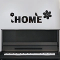 Adesivo murale 3D specchio acrilico HOME con fiori e farfalle per arredamento casa - Combinazione Lettera HOME Fiore Farfalla / Nero (JM3468)