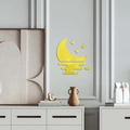 Adesivi murali 3D a specchio con luna e stelle gialle per decorazioni da soggiorno - Oro