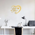 Goldener Acryl Wandaufkleber mit Herz und I Love You Schriftzug für moderne Dekoration - Gold