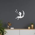 Sticker mural miroir acrylique fille sur la lune pour la décoration de la chambre - Argenté