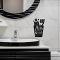 Adesivo da parete per bagno in acrilico nero con silhouette di spazzolino e testo per denti - Nero