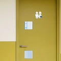 Insegna per porta bagno 3D in acrilico argento con icone uomo e donna su porta moderna - Argento