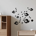 Adesivi murali 3D in acrilico nero con pesci e coralli per decorazione casa moderna - Nero