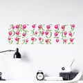 Floral alphabet wall decals with pink roses and green letters for home nursery decor - Alphabet Rose Floral Design (PH-QT1138)