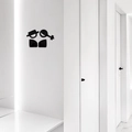 Insegna minimalista in acrilico nero per bagno con simboli astratti su parete bianca - Stile Simbolo Specchio (JMY3922) / Nero