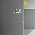 Adesivo specchio 3D moderno in acrilico argento per porta del bagno con icone di re e regina - Argento