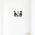 3D Acryl Schwarz Thinking Room Toilettenschild mit männlichen und weiblichen Silhouetten - Schwarz