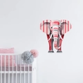 Pegatina de pared de elefante con rayas rosas y grises para decoración de cuarto de niños - Elefante Rayado Rosa Gris (PH-QT1157)