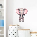 Vinilo decorativo de elefante nórdico creativo para habitación infantil estilo moderno - Elefante Rayado Rojo y Gris (PH-QT1160)