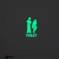 Luminous toilet door sticker featuring glowing green silhouettes and bold TOILET text - Fluorescent Green (Y-1)