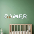 Adesivo murale specchio acrilico Gamer con design controller per sala giochi - Argento