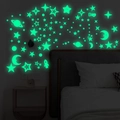 Luminous star moon wall stickers glowing in the dark for kids bedroom decoration - Fluorescent Green