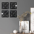 Set di 4 adesivi murali quadrati in acrilico con motivi mandala argento su specchio - Nero