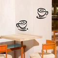 Dettaglio di adesivi murali a specchio neri a forma di tazza di caffè in sala da pranzo - Nero